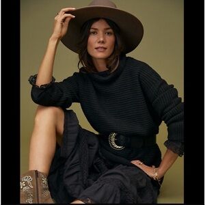 ANTHROPOLOGIE Pilcro Cowl Neck Sweater Jumper Pullover Black Nwt New Anthro Xs